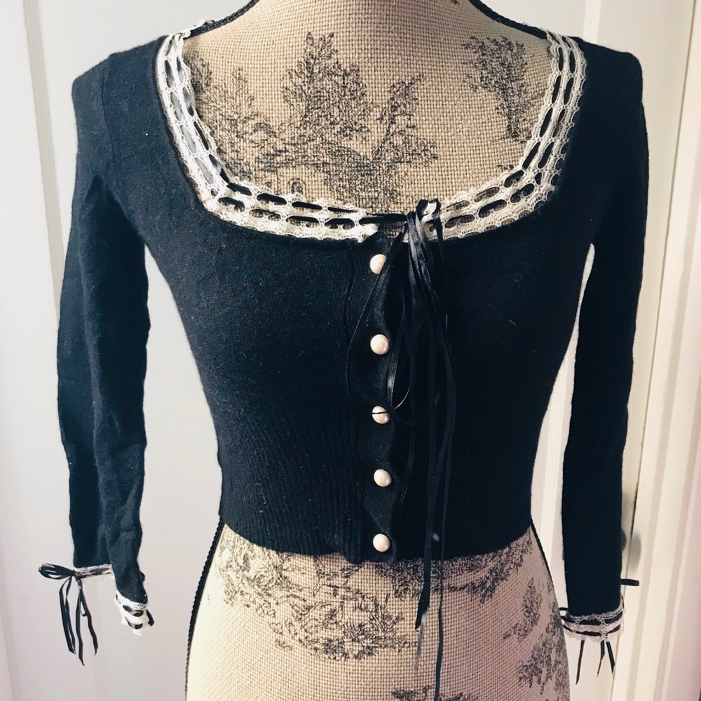 Betsey Johnson black wool/cashmere cardigan XS